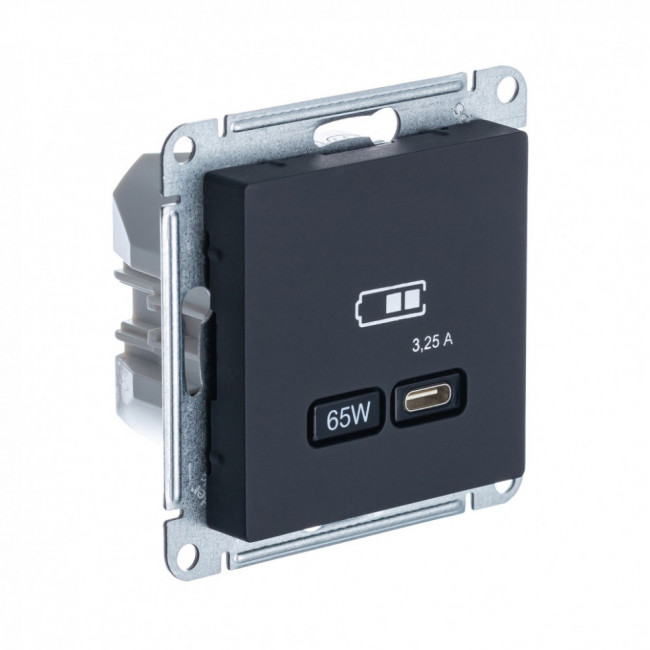ATN001027 - AtlasDesign USB РОЗЕТКА тип-C 65W высокоскоростная зарядка QC, PD, механизм, КАРБОН