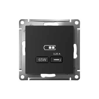 ATN001027 - AtlasDesign USB РОЗЕТКА тип-C 65W высокоскоростная зарядка QC, PD, механизм, КАРБОН