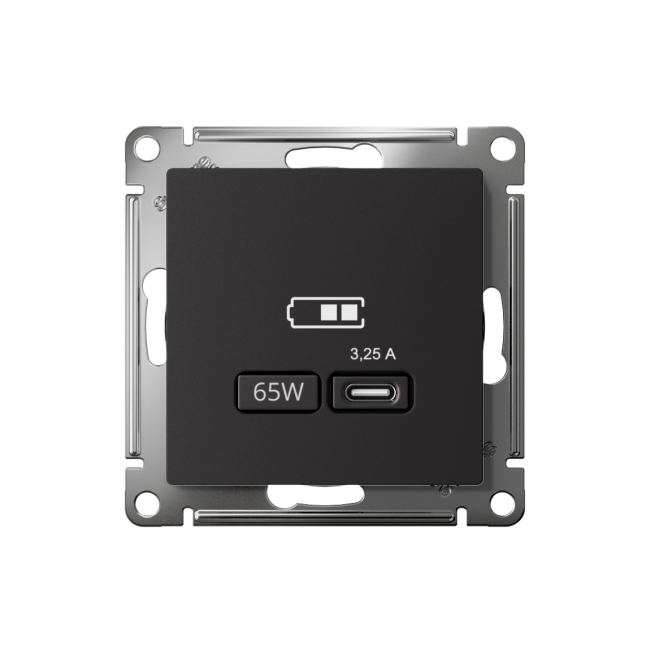 ATN001027 - AtlasDesign USB РОЗЕТКА тип-C 65W высокоскоростная зарядка QC, PD, механизм, КАРБОН