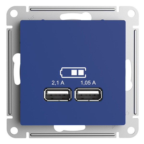 ATN001133 - AtlasDesign USB РОЗЕТКА A+A, 5В/2,1 А, 2х5В/1,05 А, механизм, АКВАМАРИН