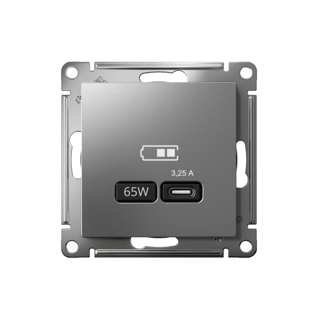 ATN000927 - AtlasDesign USB РОЗЕТКА тип-C 65W высокоскоростная зарядка QC, PD, механизм, СТАЛЬ