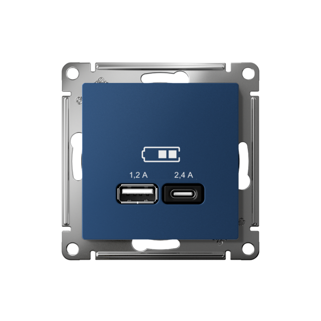 ATN001139 - AtlasDesign USB РОЗЕТКА A+С, 5В/2,4А, 2х5В/1,2А, механизм, АКВАМАРИН