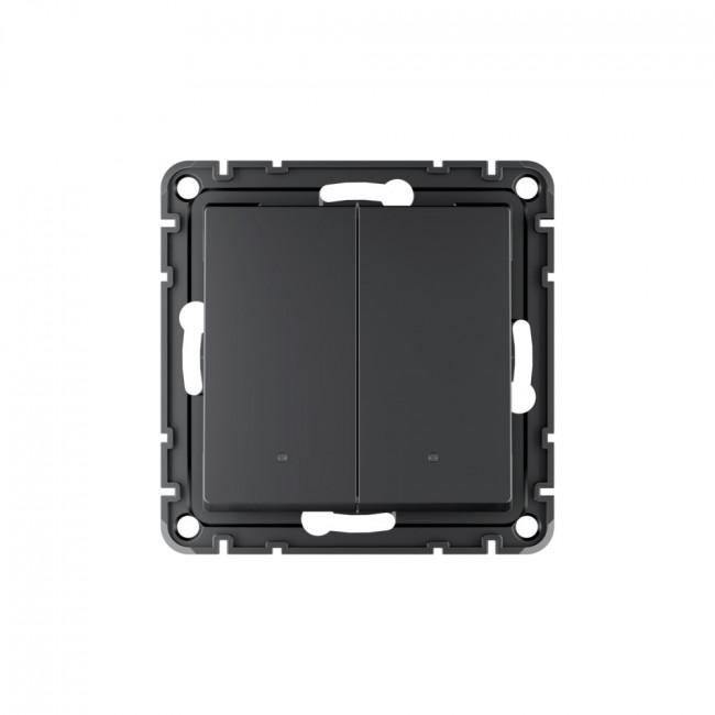 SBDV-00199 - ATLASDESIGN SMART 2-клавишный ВЫКЛЮЧАТЕЛЬ с подсветкой, Zigbee, сх.5, L+N, 10А, механизм, КАРБОН, ATN001053Z