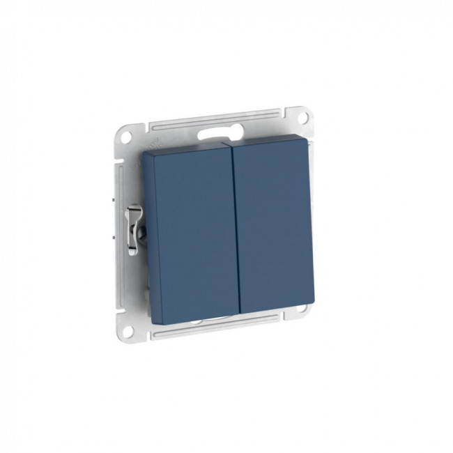 ATLASDESIGN 2-клавишный ПЕРЕКЛЮЧАТЕЛЬ, сх.6/2, 10АХ, мех., быстрозажимные клеммы., АКВАМАРИН, ATN001165S