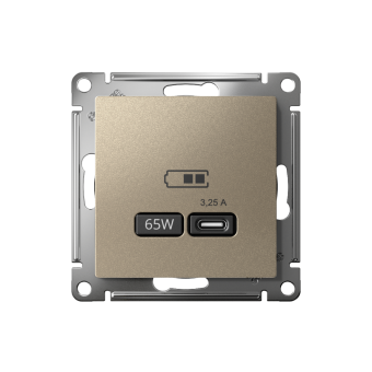 ATN000527 - AtlasDesign USB РОЗЕТКА тип-C 65W высокоскоростная зарядка QC, PD, механизм, ШАМПАНЬ