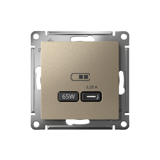 ATN000527 - AtlasDesign USB РОЗЕТКА тип-C 65W высокоскоростная зарядка QC, PD, механизм, ШАМПАНЬ