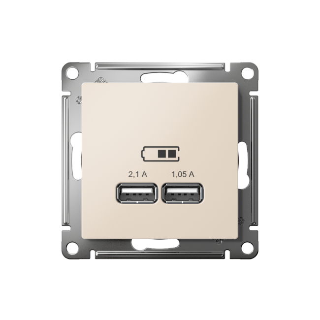 ATN000233 - AtlasDesign USB РОЗЕТКА, 5В, 1 порт x 2,1 А, 2 порта х 1,05 А, механизм, БЕЖЕВЫЙ