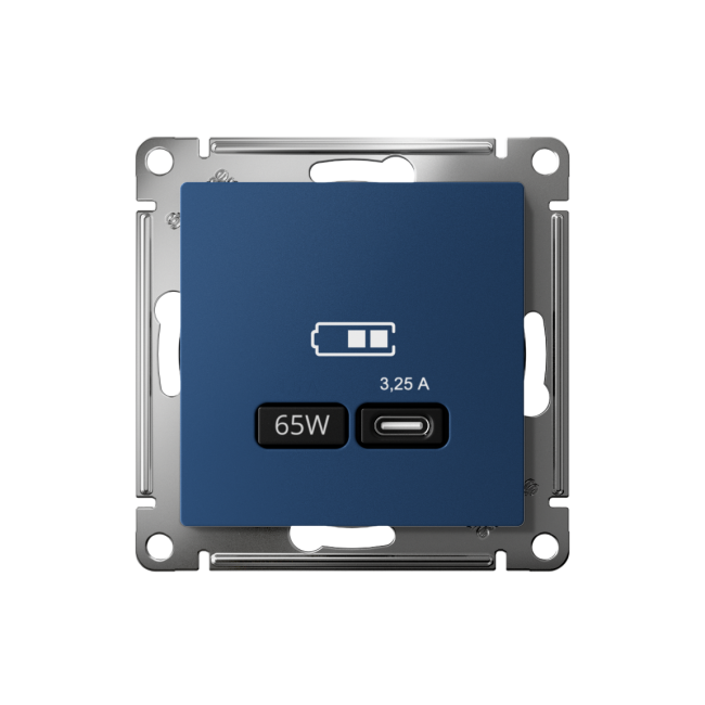 ATN001127 - AtlasDesign USB РОЗЕТКА тип-C 65Вт высокоскор.заряд. QC,PD, механизм, АКВАМАРИН