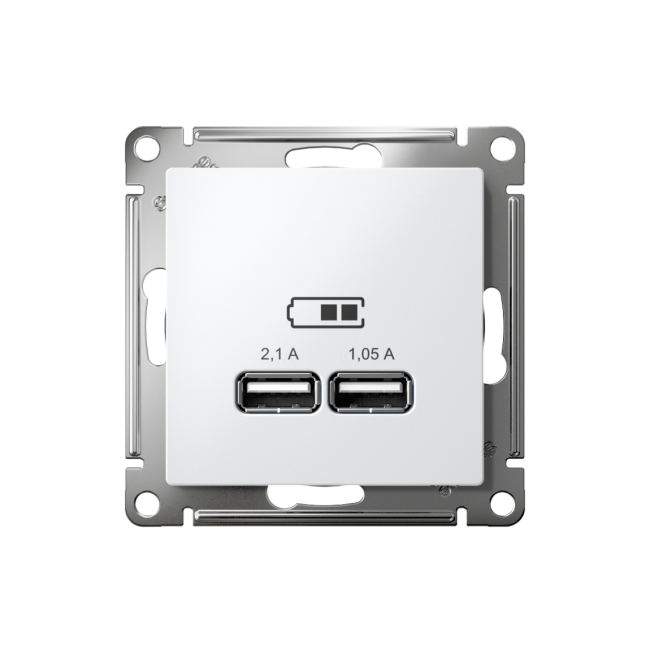 ATN000133 - AtlasDesign USB РОЗЕТКА, 5В, 1 порт x 2,1 А, 2 порта х 1,05 А, механизм, БЕЛЫЙ