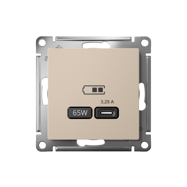 ATN001227 - AtlasDesign USB РОЗЕТКА тип-C 65Вт высокоскор.заряд. QC,PD, механизм, ПЕСОЧНЫЙ ATN001227 - AtlasDesign USB РОЗЕТКА тип-C 65Вт высокоскор.заряд. QC,PD, механизм, ПЕСОЧНЫЙ
