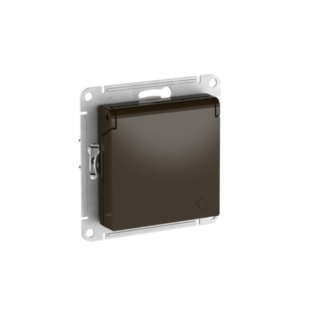 ATLASDESIGN РОЗЕТКА с заземл. со шторк. с крышкой, 16А,IP20,мех., быстрозажимные клеммы., МОККО, ATN000646S