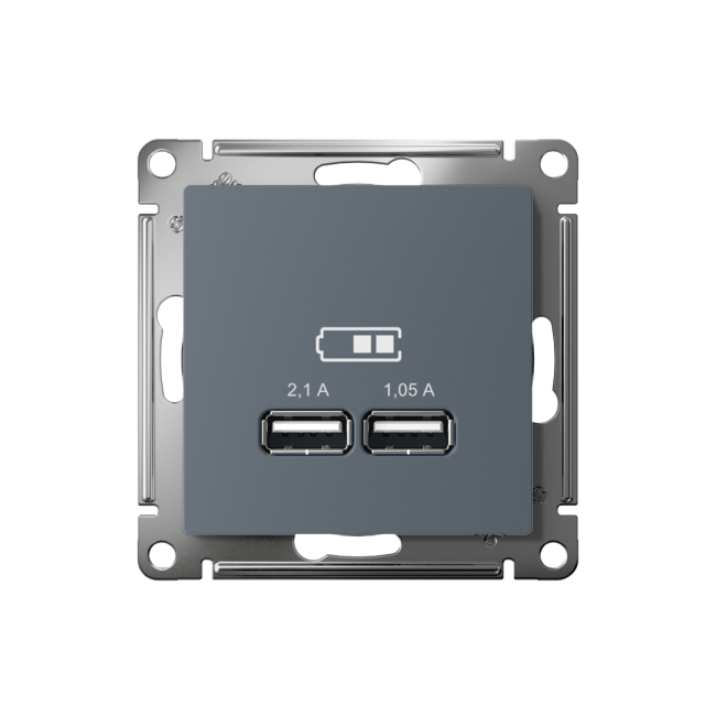 ATN000733 - AtlasDesign USB РОЗЕТКА, 5В, 1 порт x 2,1 А, 2 порта х 1,05 А, механизм, ГРИФЕЛЬ