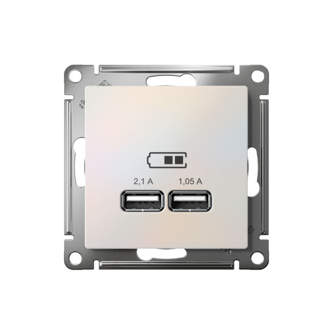 ATN000433 - AtlasDesign USB РОЗЕТКА, 5В, 1 порт x 2,1 А, 2 порта х 1,05 А, механизм, ЖЕМЧУГ