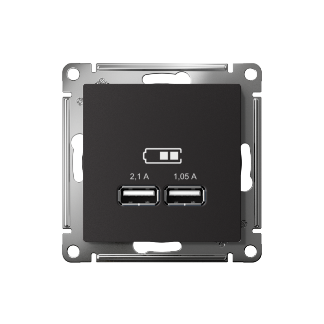 ATN001033 - AtlasDesign USB РОЗЕТКА, 5В, 1 порт x 2,1 А, 2 порта х 1,05 А, механизм, КАРБОН
