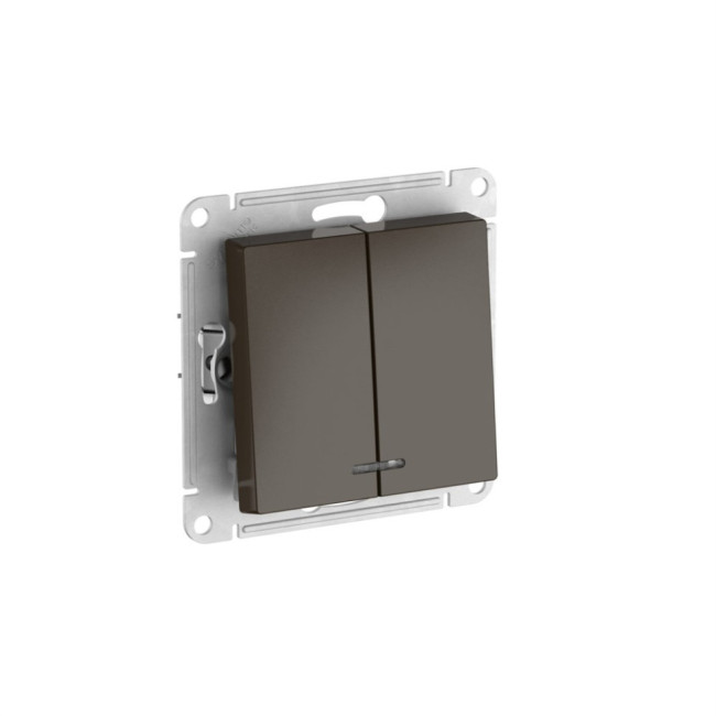 ATLASDESIGN 2-клавишный ВЫКЛЮЧАТЕЛЬ с подсвет.,сх.5а, 10АХ, мех., быстрозажимные клеммы., МОККО, ATN000653S