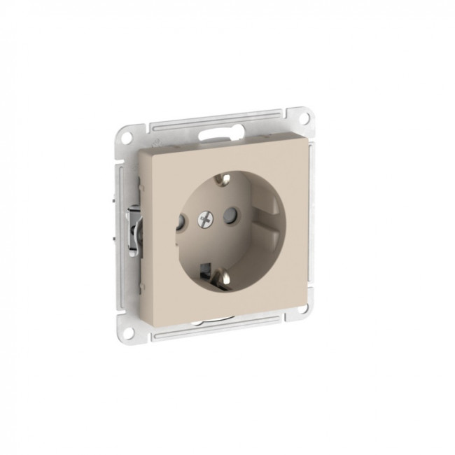 ATLASDESIGN РОЗЕТКА с заземлением со шторками, 16А, мех., быстрозажимные клеммы., ПЕСОЧНЫЙ, ATN001245S