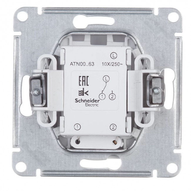 ATN000963 - AtlasDesign 1-клавишный ПЕРЕКЛЮЧАТЕЛЬ с подсветкой, схема 6а, 10АХ, механизм, СТАЛЬ