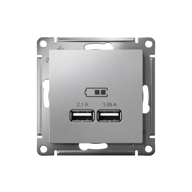ATN000333 - AtlasDesign USB РОЗЕТКА, 5В, 1 порт x 2,1 А, 2 порта х 1,05 А,механизм, АЛЮМИНИЙ ATN000333 - AtlasDesign USB РОЗЕТКА, 5В, 1 порт x 2,1 А, 2 порта х 1,05 А,механизм, АЛЮМИНИЙ