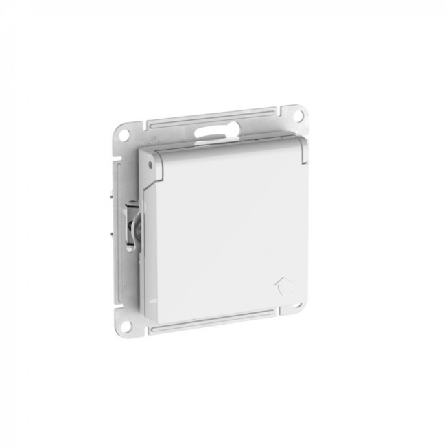 ATLASDESIGN РОЗЕТКА с заземл. со шторк. с крышкой,16А,IP20, мех., быстрозажимные клеммы., БЕЛЫЙ, ATN000146S