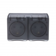 ATN544026 - AtlasDesign Profi54 ,открытый монтаж,  двойная РОЗЕТКА с заземлением со шторками 16А 250B, АНТРАЦИТ