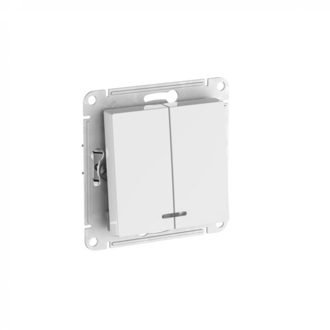 ATLASDESIGN 2-клавишный ВЫКЛЮЧАТЕЛЬ с подсвет.,сх.5а, 10АХ, мех., быстрозажимные клеммы., БЕЛЫЙ, ATN000153S