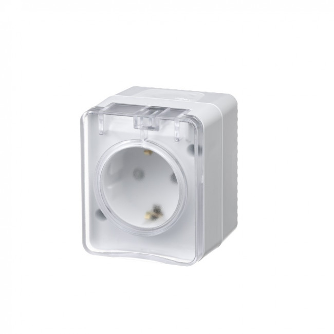 ATN540145 - AtlasDesign Profi54 ,открытый монтаж,  РОЗЕТКА с заземлением со шторками 16А 250B, БЕЛЫЙ