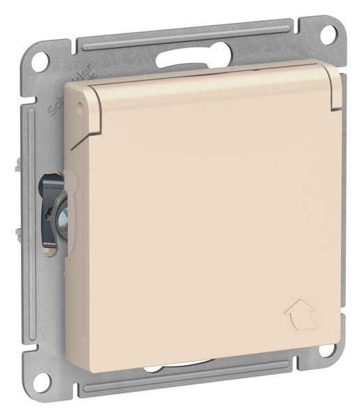 ATN000246 - AtlasDesign РОЗЕТКА с заземлением  со шторками с крышкой, 16А, IP20, механизм, БЕЖЕВЫЙ