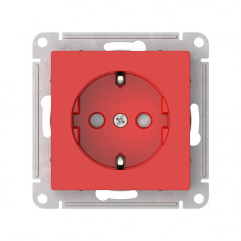 ATLASDESIGN РОЗЕТКА с заземлением со шторками, 16А, мех., быстрозажимные клеммы., КРАСНЫЙ, ATN002045S