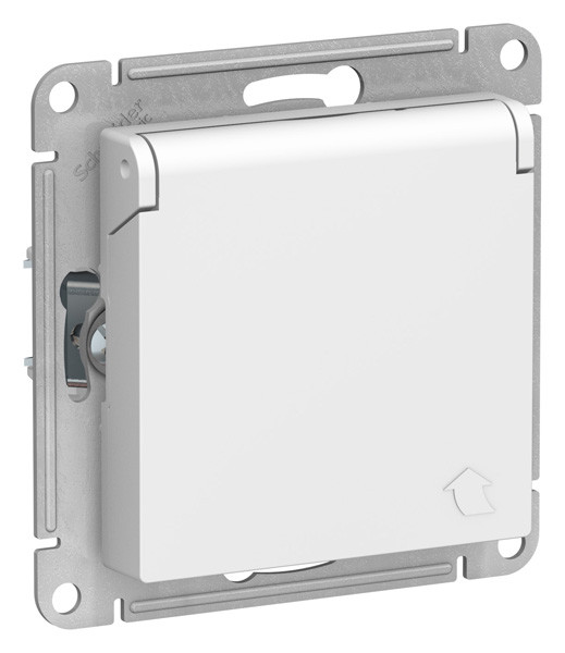 ATN000146 - AtlasDesign РОЗЕТКА с заземлением  со шторками с крышкой, 16А, IP20, механизм, БЕЛЫЙ