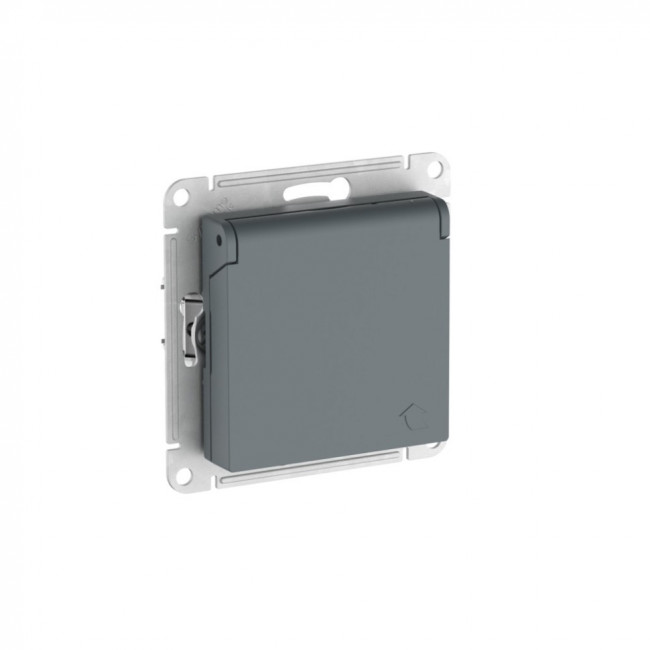 ATLASDESIGN РОЗЕТКА с заземл. со шторк. с крышкой,16А,IP20,мех., быстрозажимные клеммы., ГРИФЕЛЬ, ATN000746S