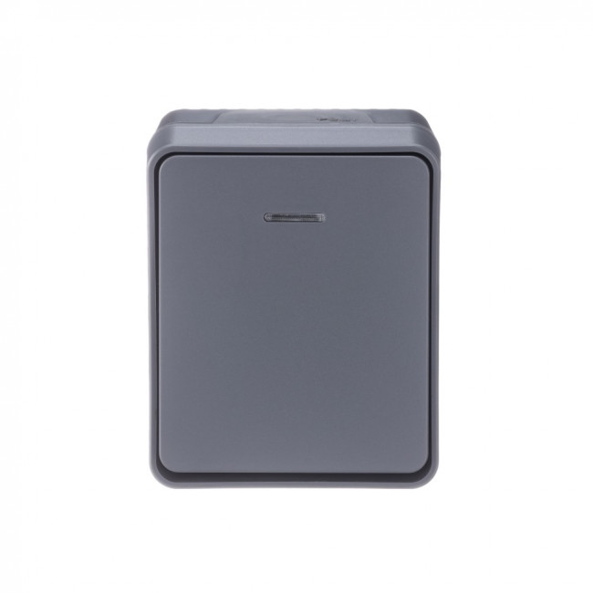 ATN544013 - AtlasDesign Profi54 ,открытый монтаж,  1-клавишный ВЫКЛЮЧАТЕЛЬ с подсветкой 10 АХ, АНТРАЦИТ