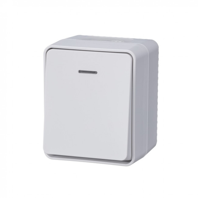 ATN540113 - AtlasDesign Profi54 ,открытый монтаж,  1-клавишный ВЫКЛЮЧАТЕЛЬ с подсветкой 10 АХ, БЕЛЫЙ