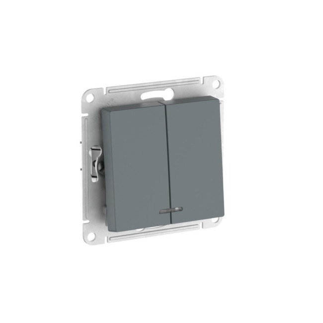 ATLASDESIGN 2-клавишный ВЫКЛЮЧАТЕЛЬ с подсвет.,сх.5а, 10АХ, мех., быстрозажимные клеммы., ГРИФЕЛЬ, ATN000753S