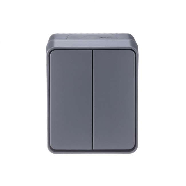 ATN544051 - AtlasDesign Profi54 ,открытый монтаж,  2-клавишный ВЫКЛЮЧАТЕЛЬ 10 АХ, АНТРАЦИТ
