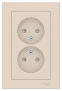 ATN000222 - AtlasDesign РОЗЕТКА двойная без заземления со шторками,16А, в сборе, БЕЖЕВЫЙ