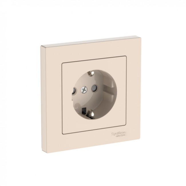 ATLASDESIGN РОЗЕТКА с заземлением со шторками, 16А, в сборе, быстрозажимные клеммы., БЕЖЕВЫЙ, ATN000244S