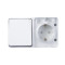 ATN540170 - AtlasDesign Profi54 ,открытый монтаж,  БЛОК: РОЗTЕТКА з/к со шторками 16А 250B, ВЫКЛЮЧАТЕЛЬ 1-клавишный 10А, БЕЛЫЙ