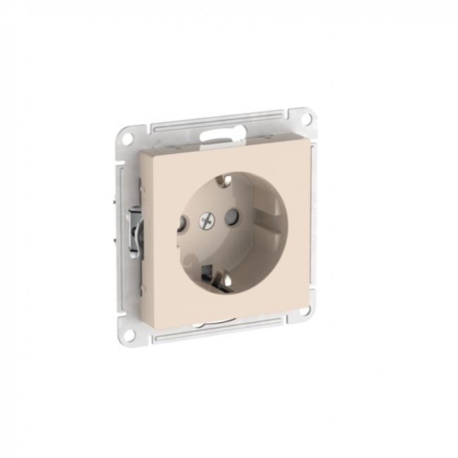 ATLASDESIGN РОЗЕТКА с заземлением со шторками, 16А, мех., быстрозажимные клеммы., БЕЖЕВЫЙ, ATN000245S