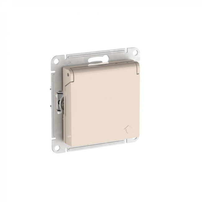 ATLASDESIGN РОЗЕТКА с заземл. со шторк. с крышкой, 16А,IP20,мех., быстрозажимные клеммы., БЕЖЕВЫЙ, ATN000246S