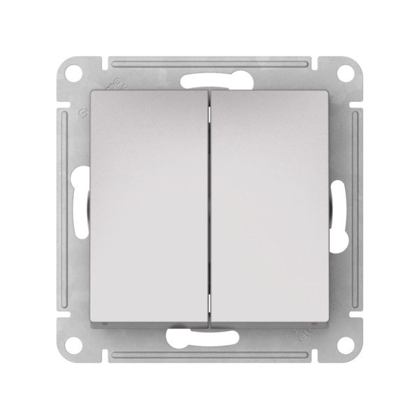 ATLASDESIGN AQUA 2-клавишный ПЕРЕКЛЮЧАТЕЛЬ IP44,сх.6, 10АХ,мех., быстрозажимные клеммы., АЛЮМИНИЙ, ATN440351S