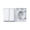 ATN540174 - AtlasDesign Profi54 ,открытый монтаж,  БЛОК: РОЗTЕТКА з/к со шторками 16А 250B, ВЫКЛЮЧАТЕЛЬ 2-клавишный 10А,  БЕЛЫЙ