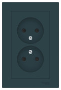 ATN000822 - AtlasDesign РОЗЕТКА двойная без заземления со шторками,16А, в сборе, ИЗУМРУД
