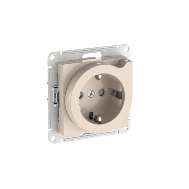 ATLASDESIGN РОЗЕТКА с заземлением со шторками с выталк.,16А,мех., быстрозажимные клеммы., БЕЖЕВЫЙ, ATN000247S