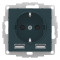 ATN000830 - AtlasDesign SO + USB розетка A+A, 5В/2,4 А, 2х5В/1,2 А, изумруд