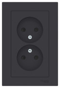 ATN001022 - AtlasDesign РОЗЕТКА двойная без заземления со шторками,16А, в сборе, КАРБОН