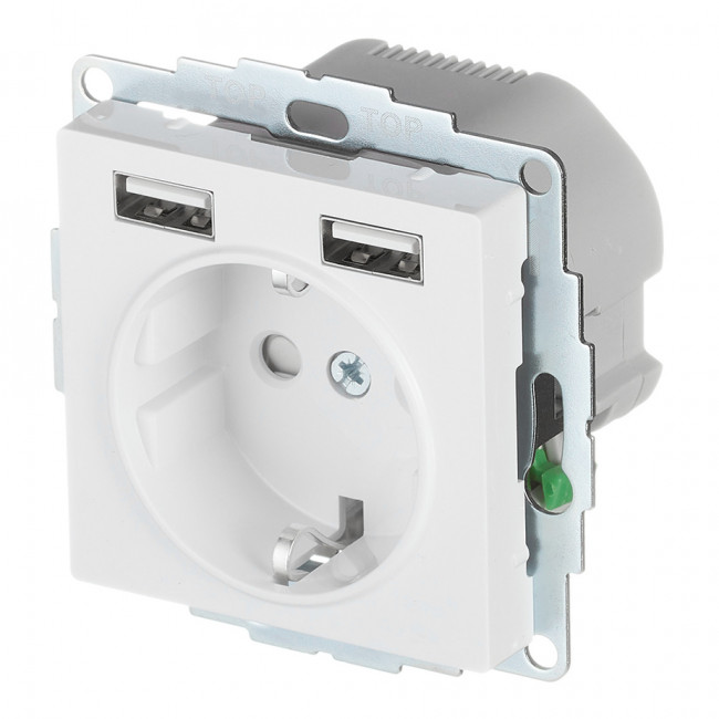 ATN000130 - AtlasDesign SO + USB розетка A+A, 5В/2,4А, 2х5В/1,2А, белый ATN000130 - AtlasDesign SO + USB розетка A+A, 5В/2,4А, 2х5В/1,2А, белый
