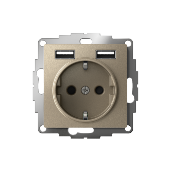 ATN000530 - AtlasDesign SO + USB розетка A+A, 5В/2,4А, 2х5В/1,2А, шампань