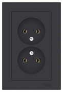 ATN001020 - AtlasDesign РОЗЕТКА двойная без заземления,16А, в сборе, КАРБОН