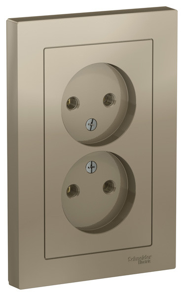 ATN000520 - AtlasDesign РОЗЕТКА двойная без заземления,16А, в сборе, ШАМПАНЬ