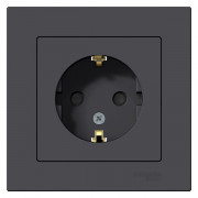 ATN001044 - AtlasDesign РОЗЕТКА с заземлением со шторками, 16А, в сборе, КАРБОН